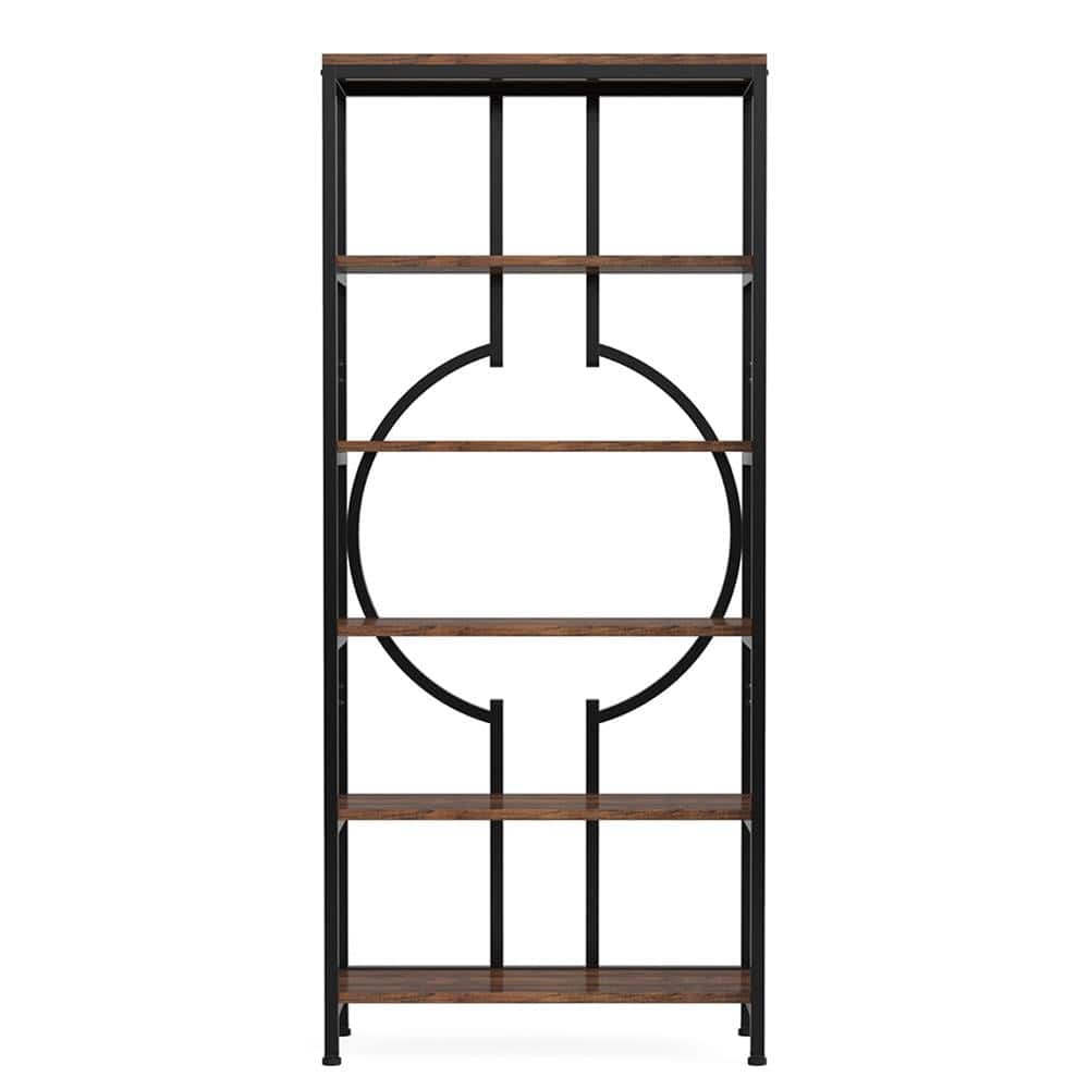 Kadyn - Bookshelf, Storage Shelf, Bookcase,6-Tier Bookshelf, 70.9" Industrial Bookcase Display Shelf - Walnut & Black