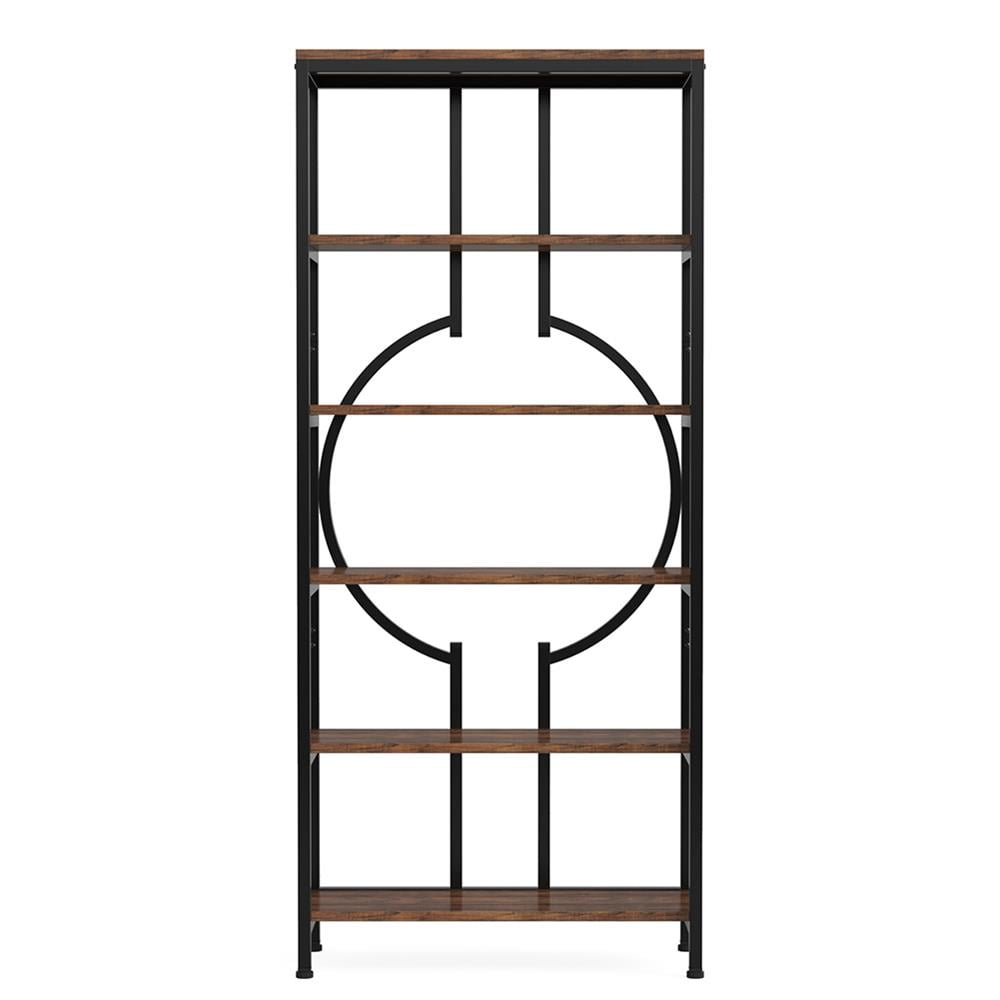 Front. Kadyn - Kadyn Bookshelf, Storage Shelf, Bookcase,6-Tier Bookshelf, 70.9" Industrial Bookcase Display Shelf,Walnut & Black - Walnut & Black.