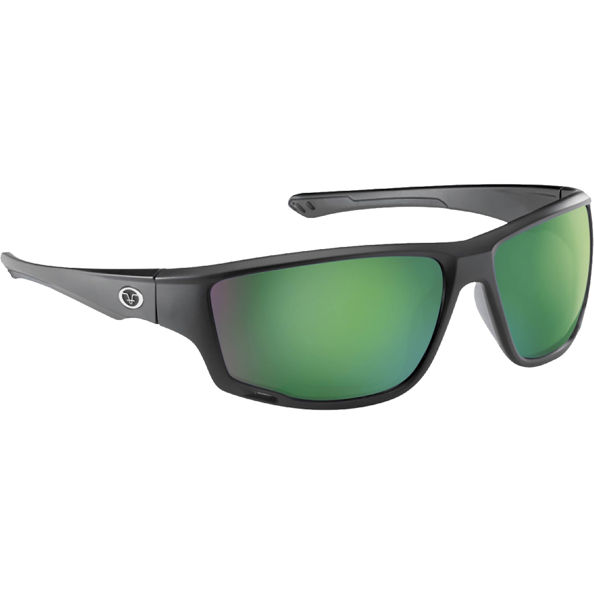 Front. Flying Fisherman - Flying Fisherman Solstice Polarized Sunglasses - Matte Black/Amber-Green Mirror - Green.
