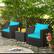 Alt View 3. Costway - 3PCS Patio Rattan Wicker Furniture Set Sofa Table W/Cushion - Turquoise.