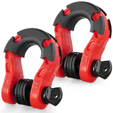 Front. VEVOR - 3/4" D-Ring Shackle, 2 Pack Alloy Steel Shackles 66139 lbs (30 Ton) Break Strength with 7/8" Screw Pin - Red,black.