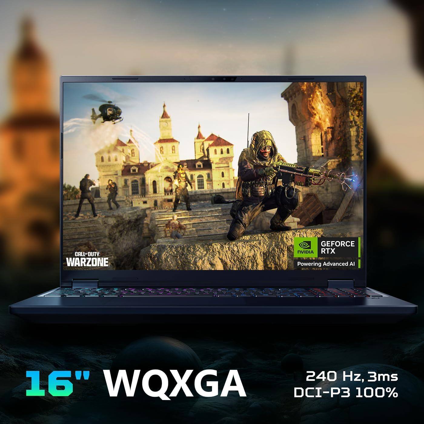 CALL-DUTY WARZONE  
GEFORCE RTX  
Powering Advanced AI  

16" WQXGA  
240 Hz, 3ms  
DCI-P3 100%