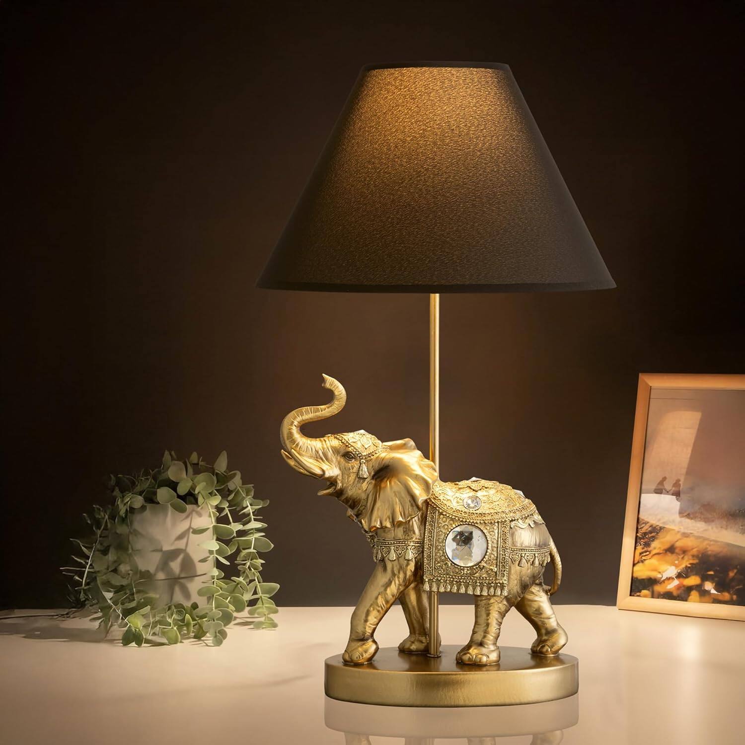 Alt View 8. FC Design - FC Design Hand Painted Detailed 18.5"H Thai Elephant Lamp Decorative Table Lamp – Stylish Decor & Gift Idea.