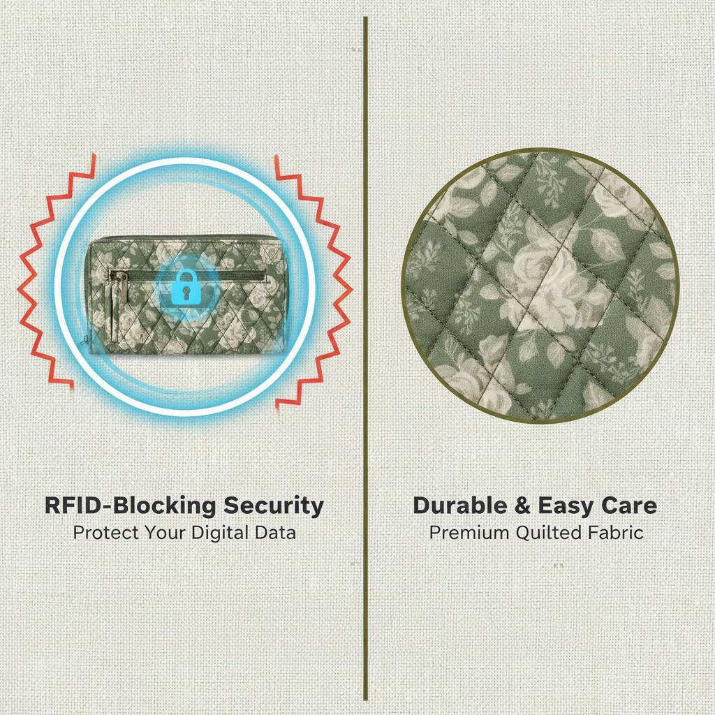 RFID-Blocking Security  
Protect Your Digital Data  

Durable & Easy Care  
Premium Quilted Fabric