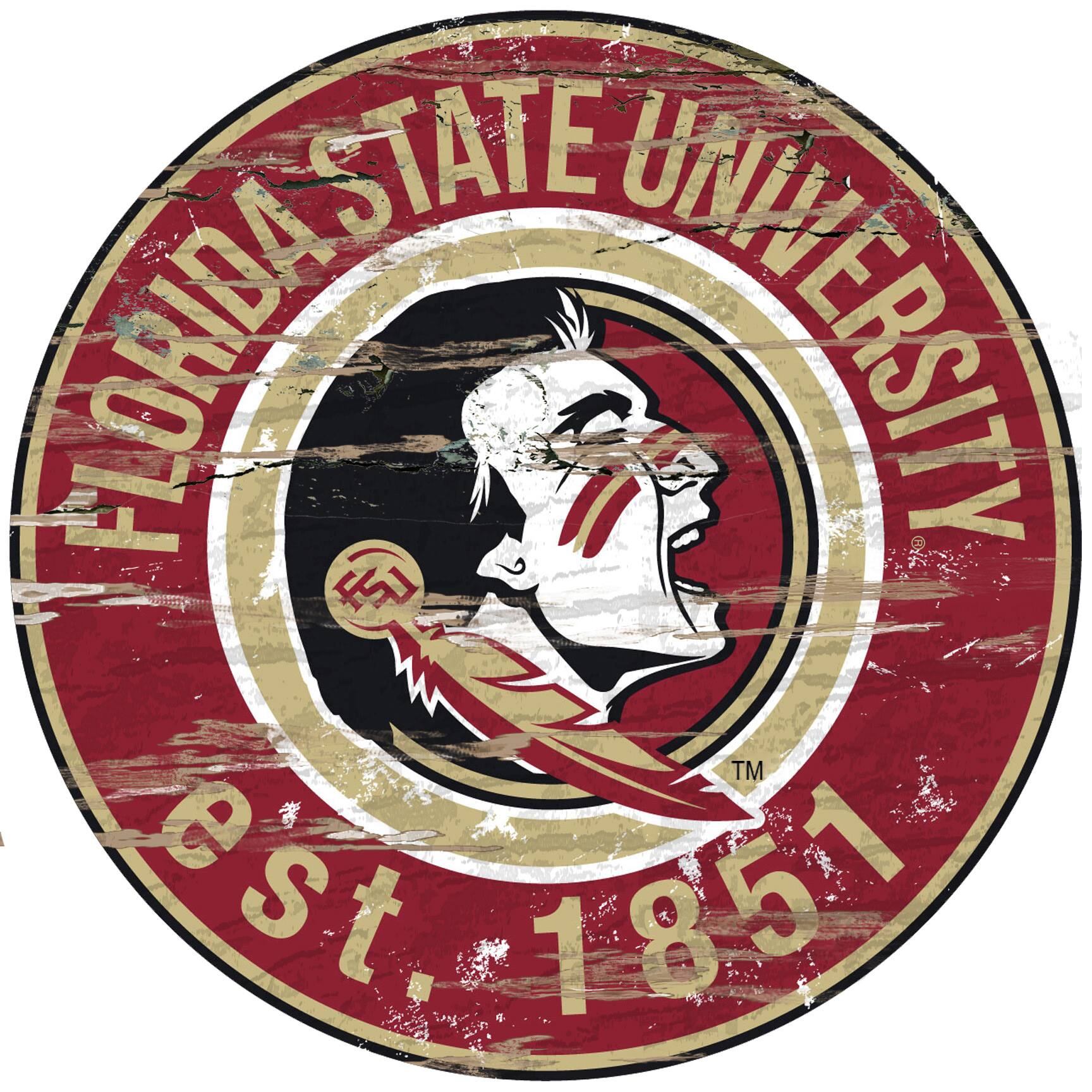 Florida State Seminoles 23.5" Distressed Round Sign