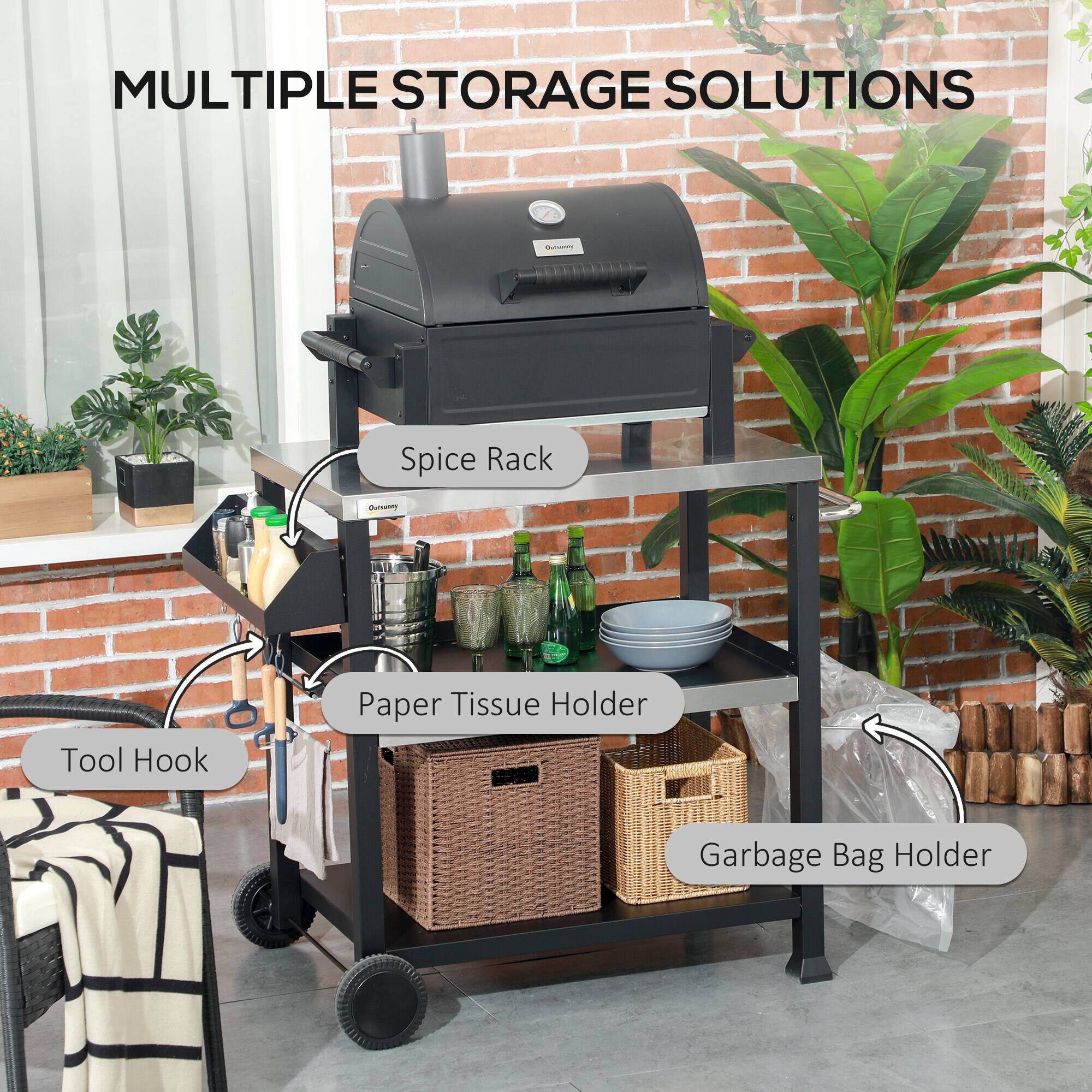 MULTIPLE STORAGE SOLUTIONS - Spice Rack, Tool Hook, Paper Tissue Holder, Garbage Bag Holder