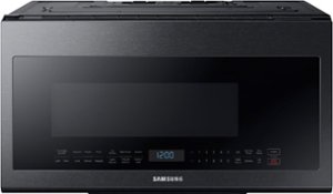 Samsung - Open Box 2.1 Cu. Ft. Over-the-Range Microwave with Sensor Cook - Black stainless steel - Front_Zoom