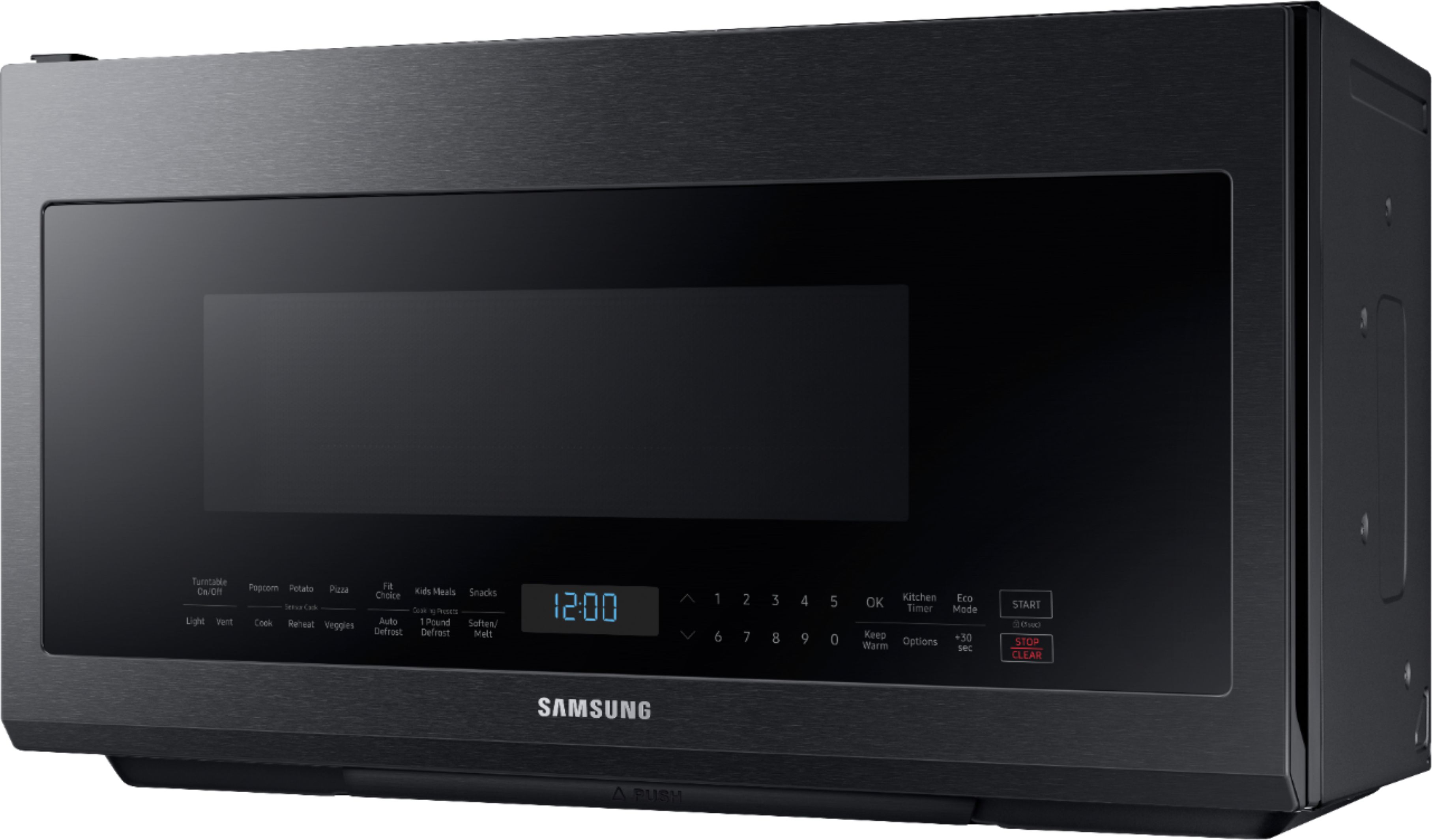 Left View: Samsung - 2.1 Cu. Ft. Over-the-Range Microwave with Sensor Cook - Black Stainless Steel