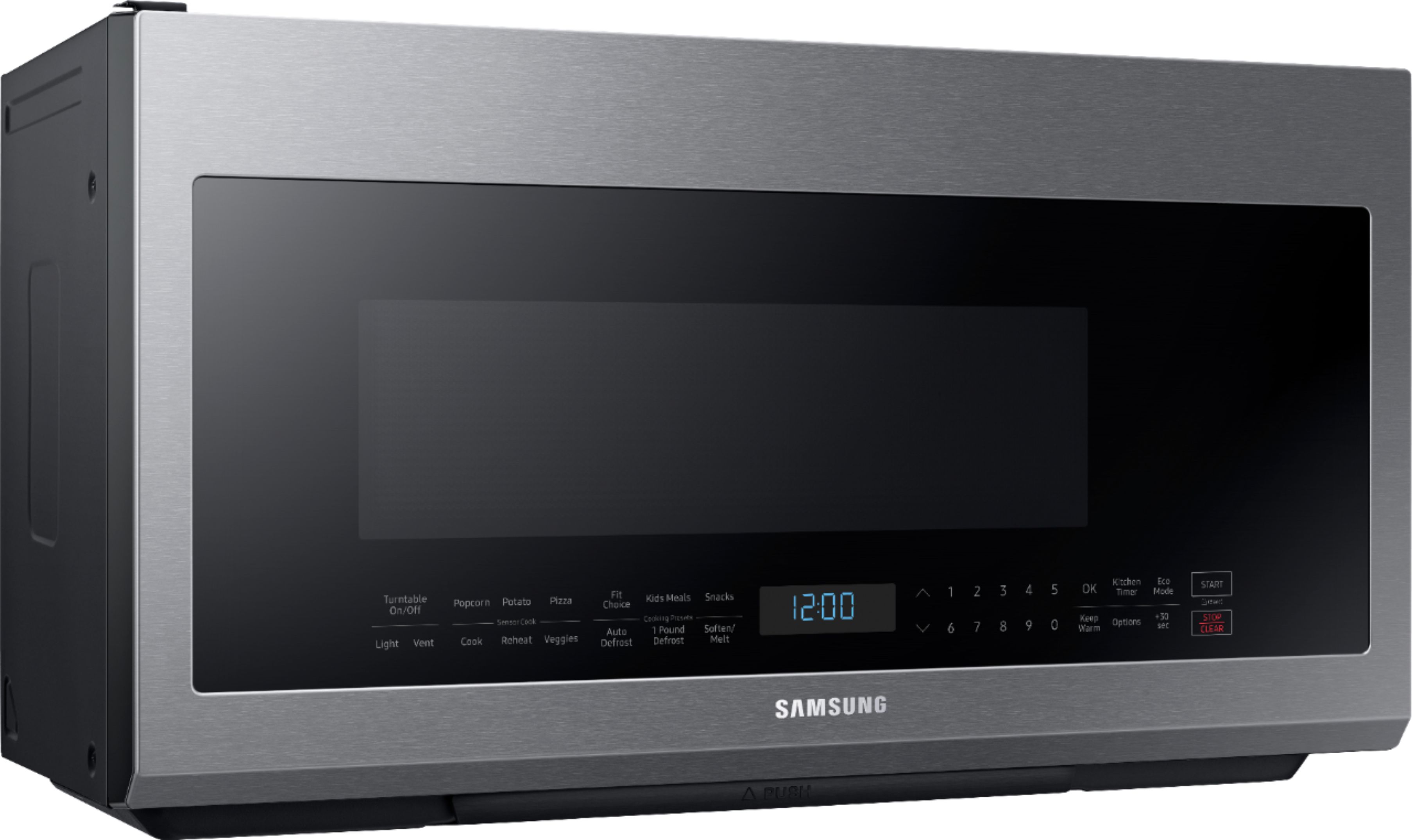 Angle View: Samsung - 2.1 Cu. Ft. Over-the-Range Microwave with Sensor Cook - Stainless Steel