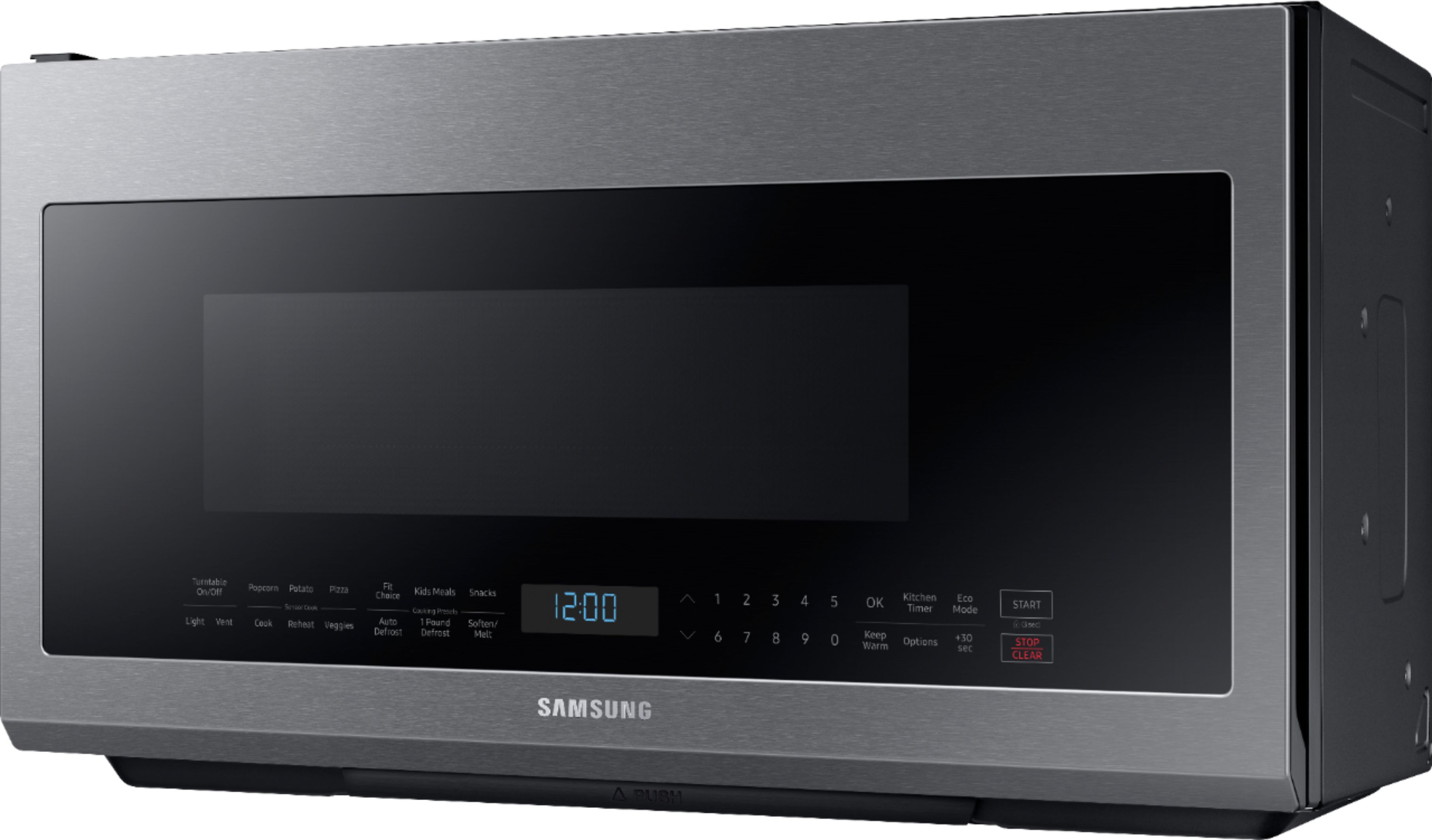 Left View: Samsung - 2.1 Cu. Ft. Over-the-Range Microwave with Sensor Cook - Stainless Steel