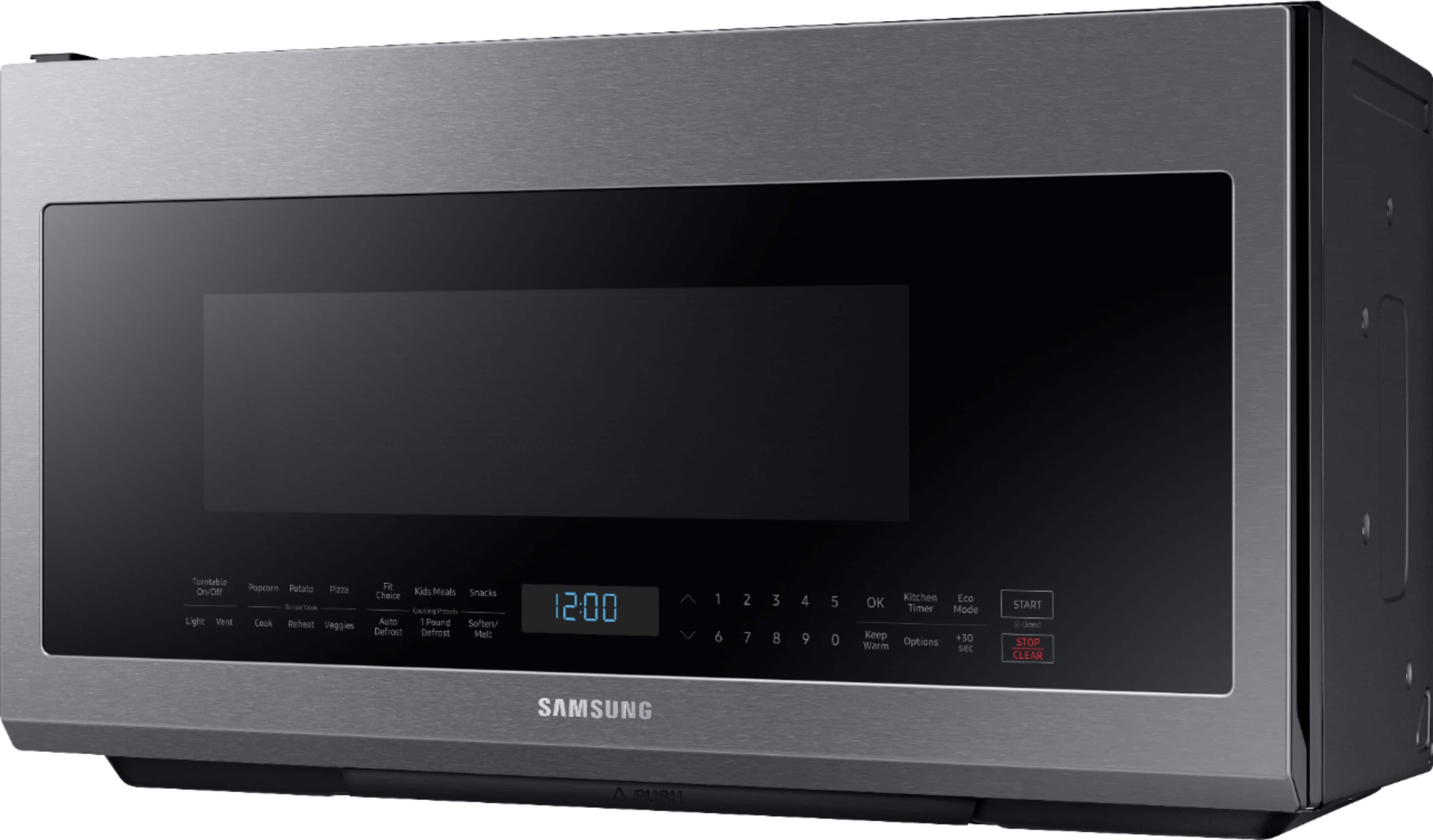 Left. Samsung - 2.1 Cu. Ft. Over-the-Range Microwave with Sensor Cook - Stainless Steel.