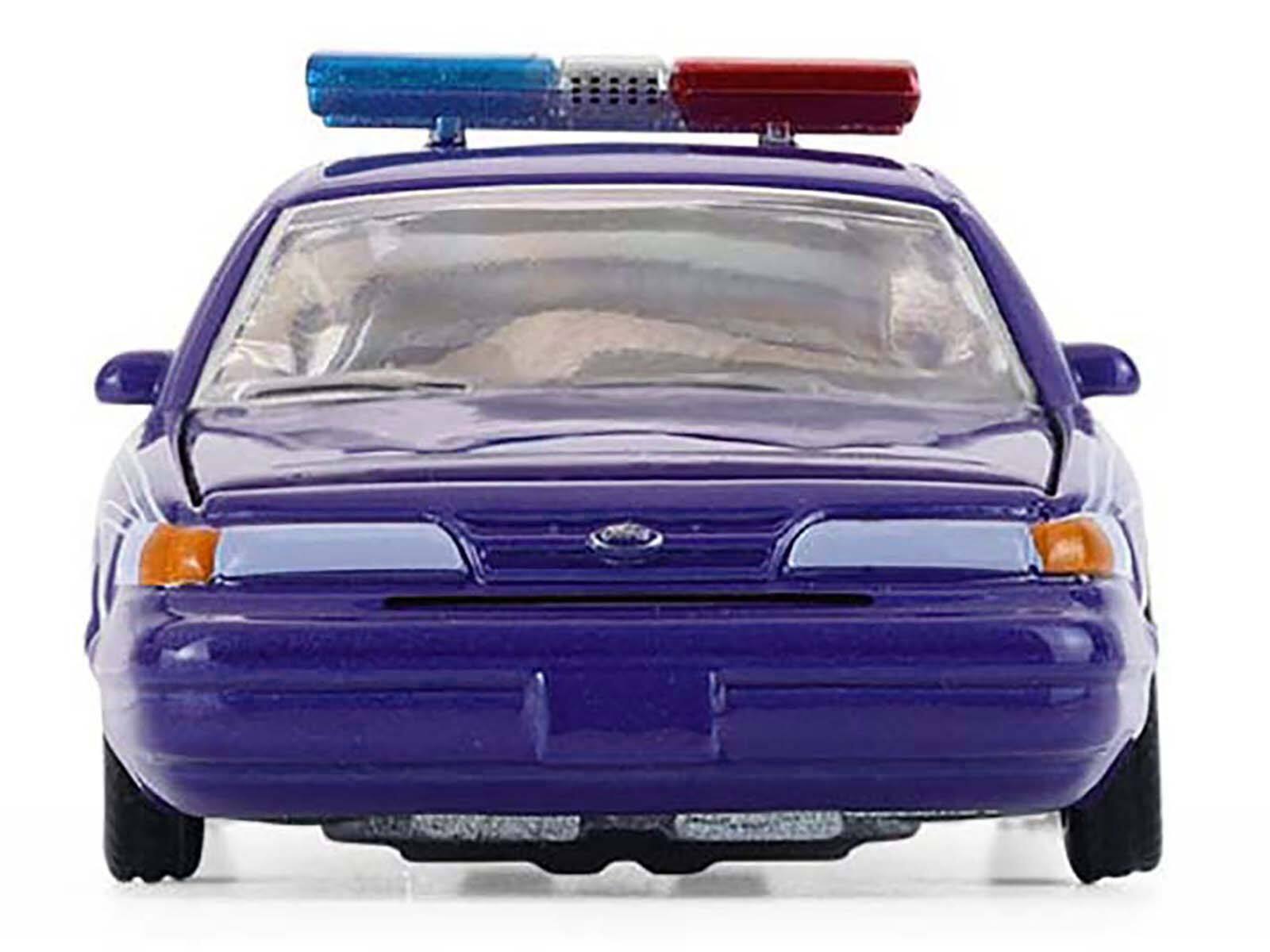 Alt View 1. Greenlight - 1992 Ford Crown Victoria Lowrider Blue Graphics Lightbar California Lowriders Series 7 1/64 Diecast Model Car - Blue.