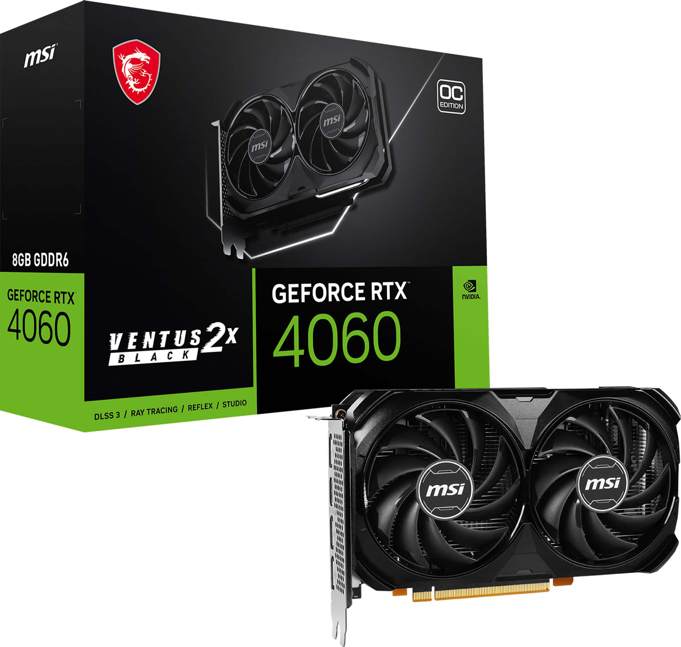 MSI - NVIDIA GeForce RTX 4060 8GB VENTUS 2X OC 8GB GDDR6 PCI Express 4.0 Graphics Card - Black - Front_Zoom