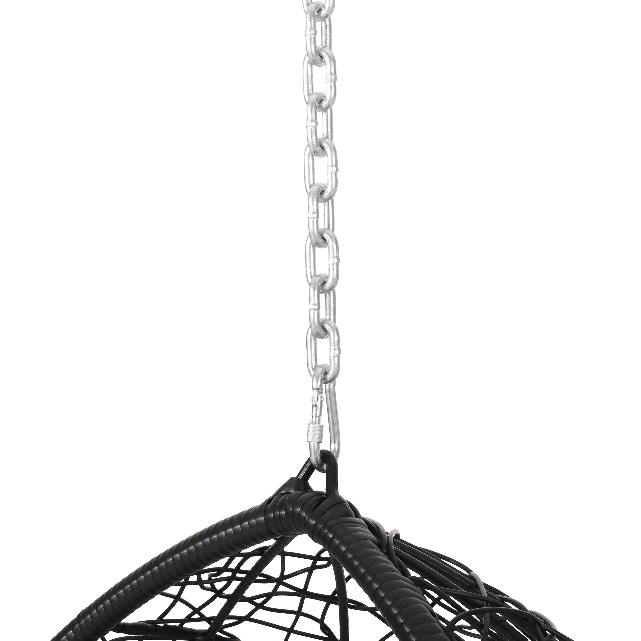 Alt View 2. Mondawe - Swing Chair with Water-Resistant Cushions and 8FT Chain - Grey+Black.