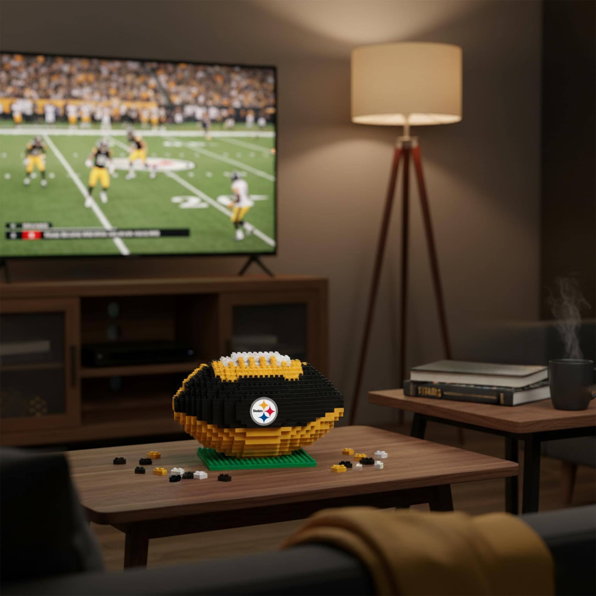 Alt View 2. Forever Collectibles - Pittsburgh Steelers NFL BRXLZ Football 704-Piece Building Block Set - Black.