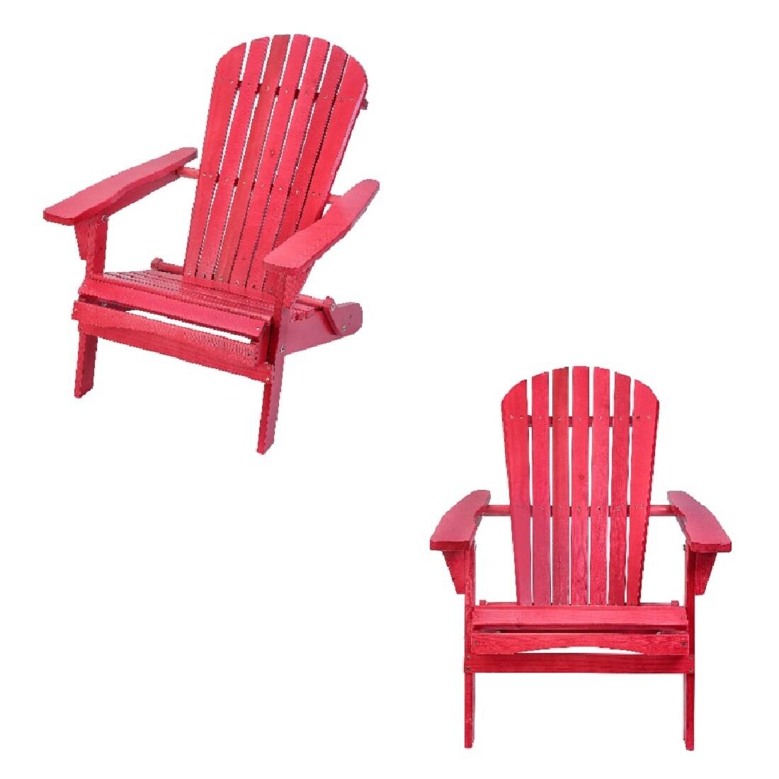 Jiallo - Grand Collection Folding Large Size Adirondack Chair Pine Wood - Red