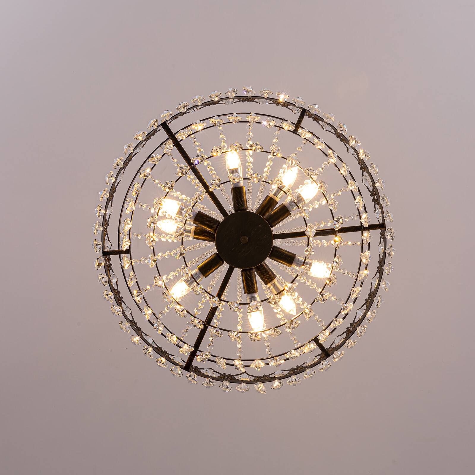 Alt View 8. Siljoy - 23.6" Vintage 9-Light Crystal Chandelier, Black Gold Adjustable Chain E12 Pendant Light for Living Room Dining Foyer - Antique Black Gold.