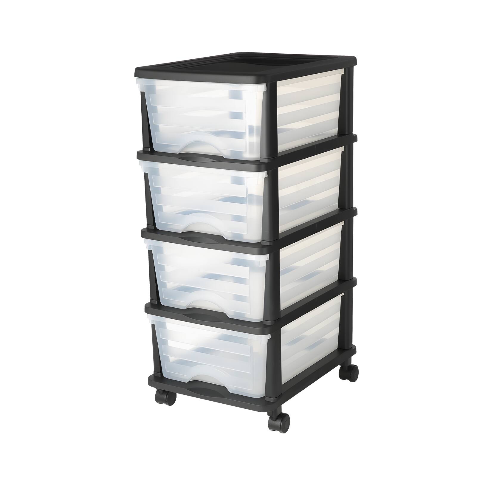 Alt View 5. VEVOR - Plastic Storage Drawers Cart, 4 Drawers Storage Organizer with Wheels, Rolling Closet Organization and Storage Dividers - Black, transparent, white.