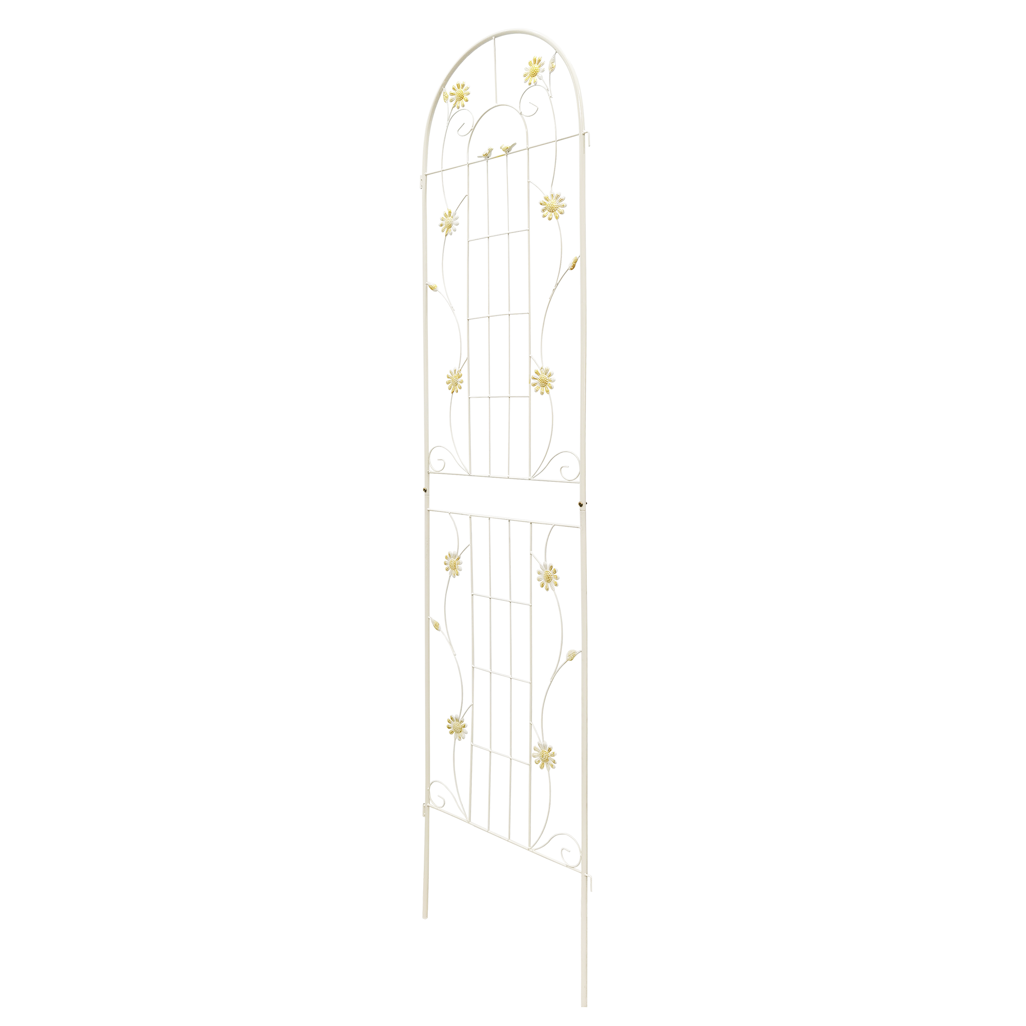 Alt View 6. Loheer - 4 Pack Rustproof Metal Garden Trellis 7.2 ft x 1.6 ft for Climbing Plants Outdoor Flower Support - Cream White.