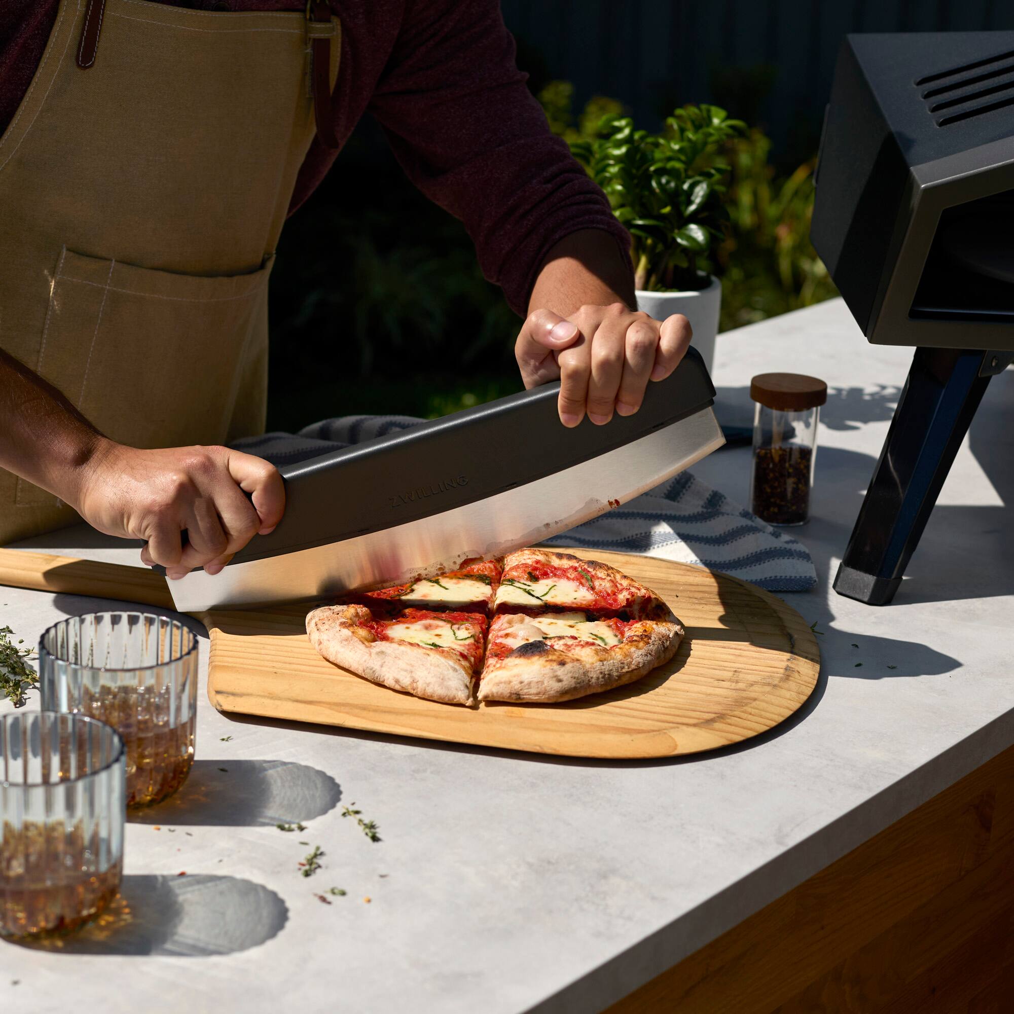 Alt View 1. ZWILLING - ZWILLING BBQ+ Stainless Steel Rocking Pizza Cutter - Stainless Steel.