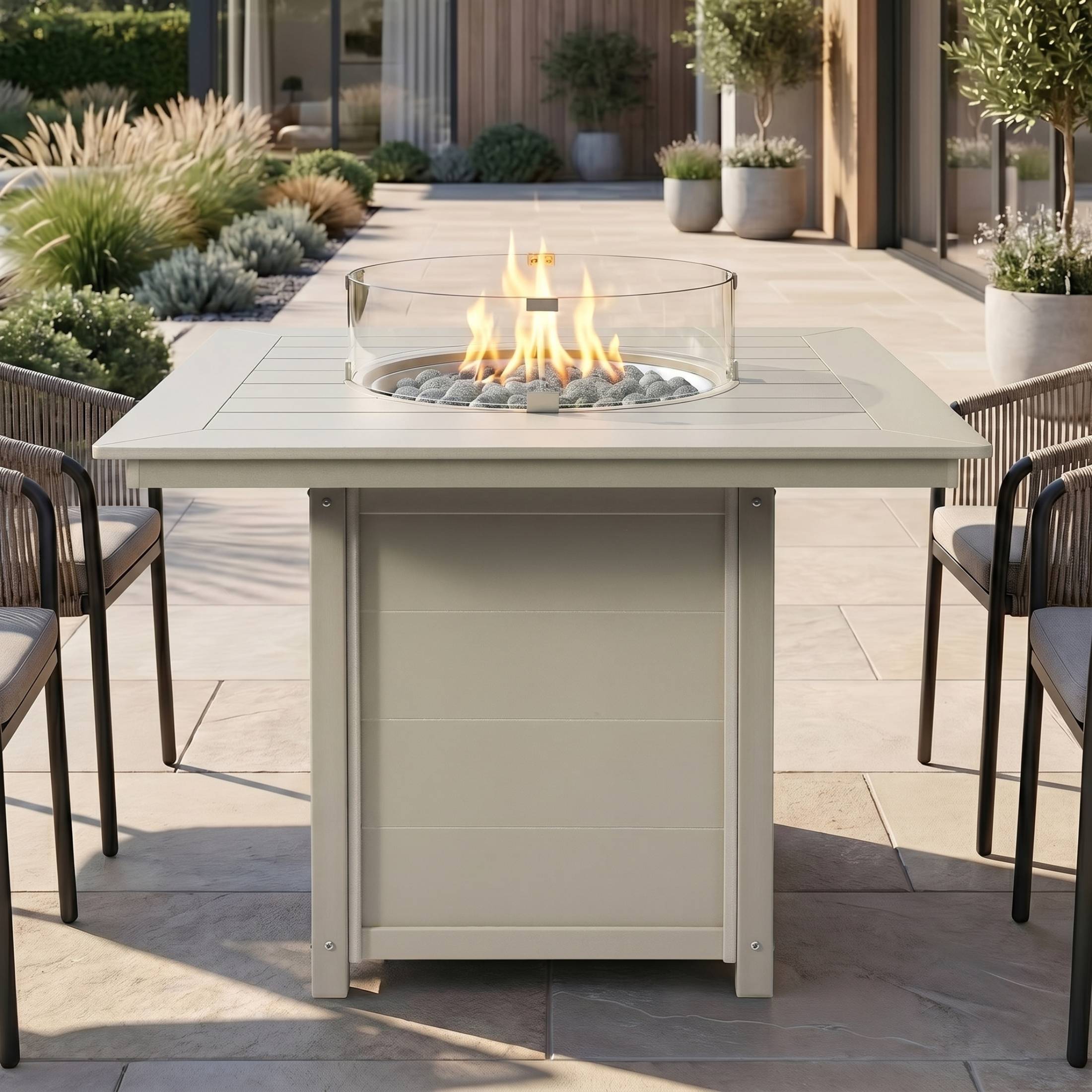 Angle. WestinTrends - WestinTrends Helios 42" Modern Outdoor Patio Gas Propane Square Fire Pit Table.