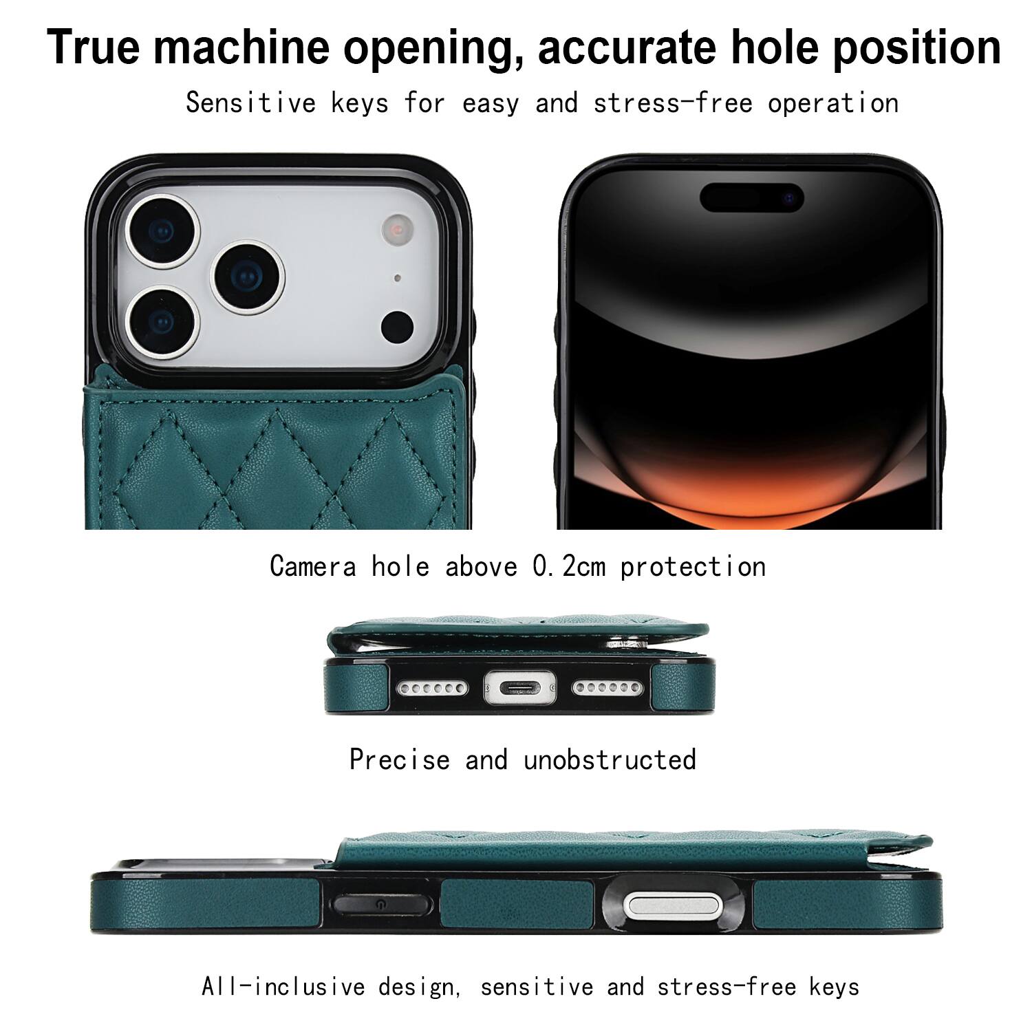 True machine opening, accurate hole position  
Sensitive keys for easy and stress-free operation  

Camera hole above 0.2cm protection  

Precise and unobstructed  

All-inclusive design, sensitive and stress-free keys