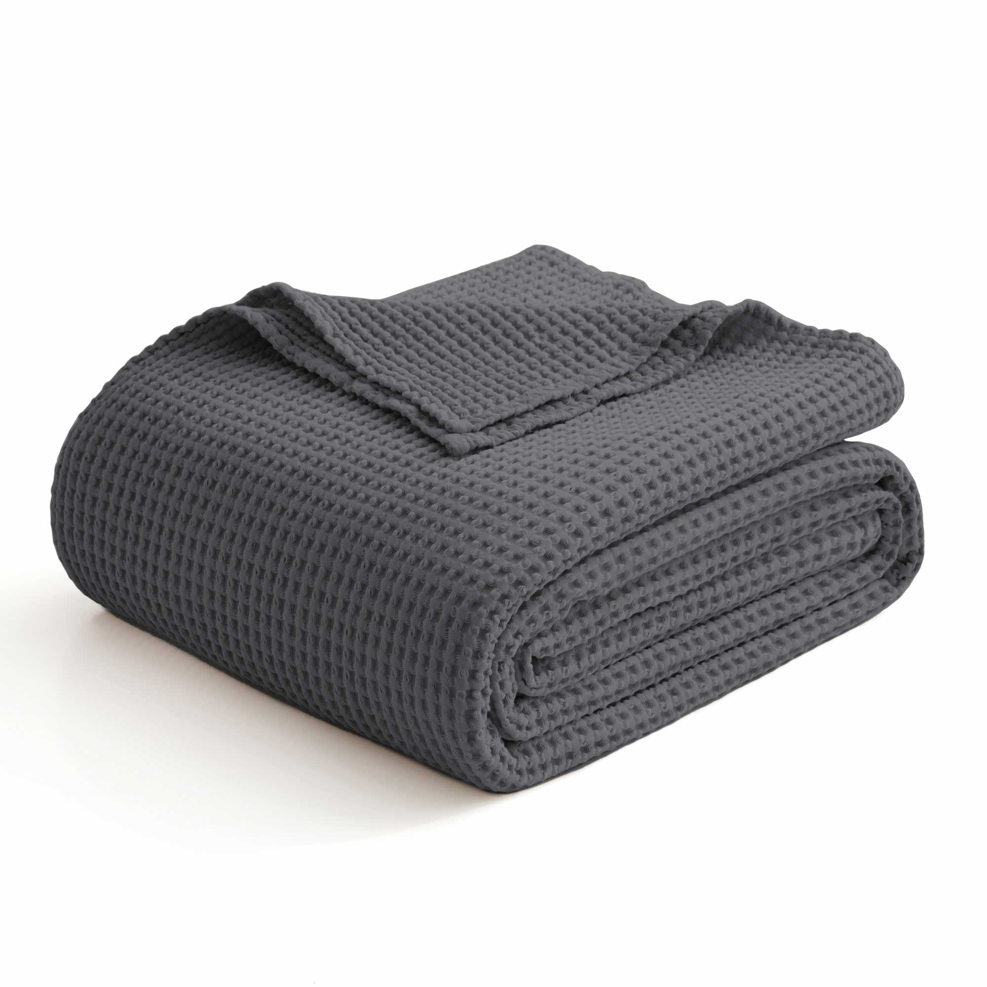 Alt View 1. Peace Nest - Peace Nest 100% Egyptian Cotton Waffle Textured Throw Blanket, Dark Blue, Twin - Dark Blue.