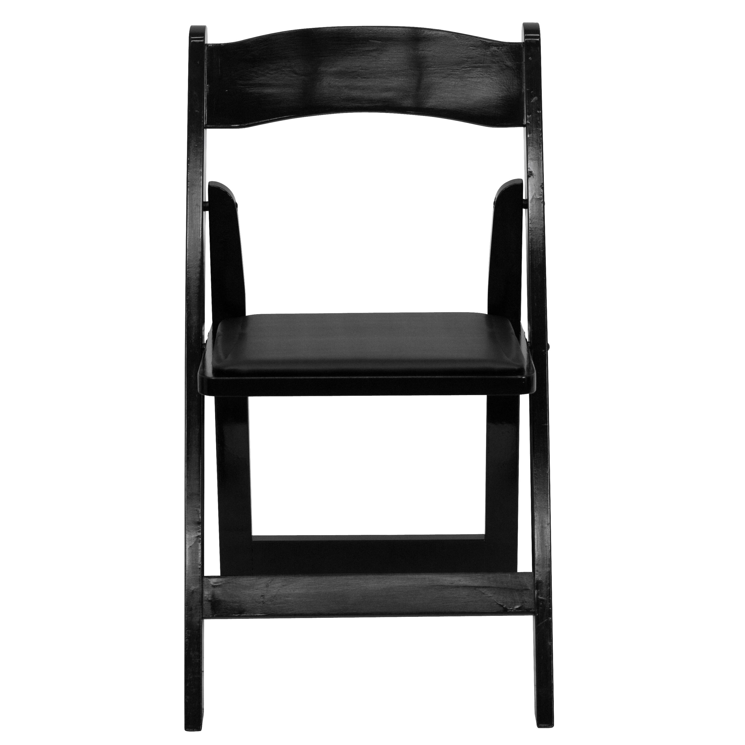 Alt View 3. Emma + Oliver - 2 Pack Wedding Party Event Wood Folding Chair with Vinyl Padded Seat - Black.