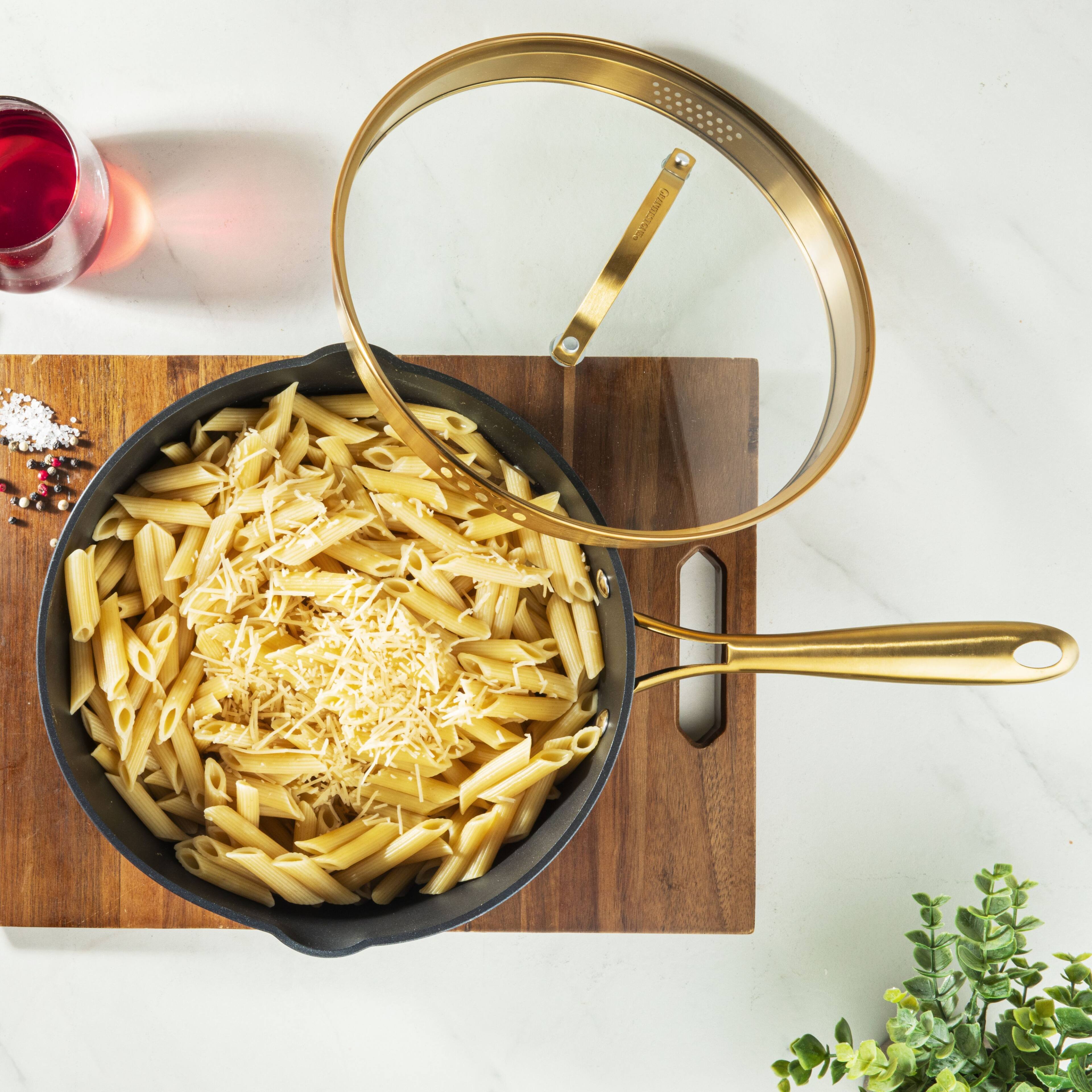 Alt View 4. Granitestone - Granitestone Charleston Collection Hammered Navy 4 Qt Deep Saute Nonstick Pan with Lid - Navy.