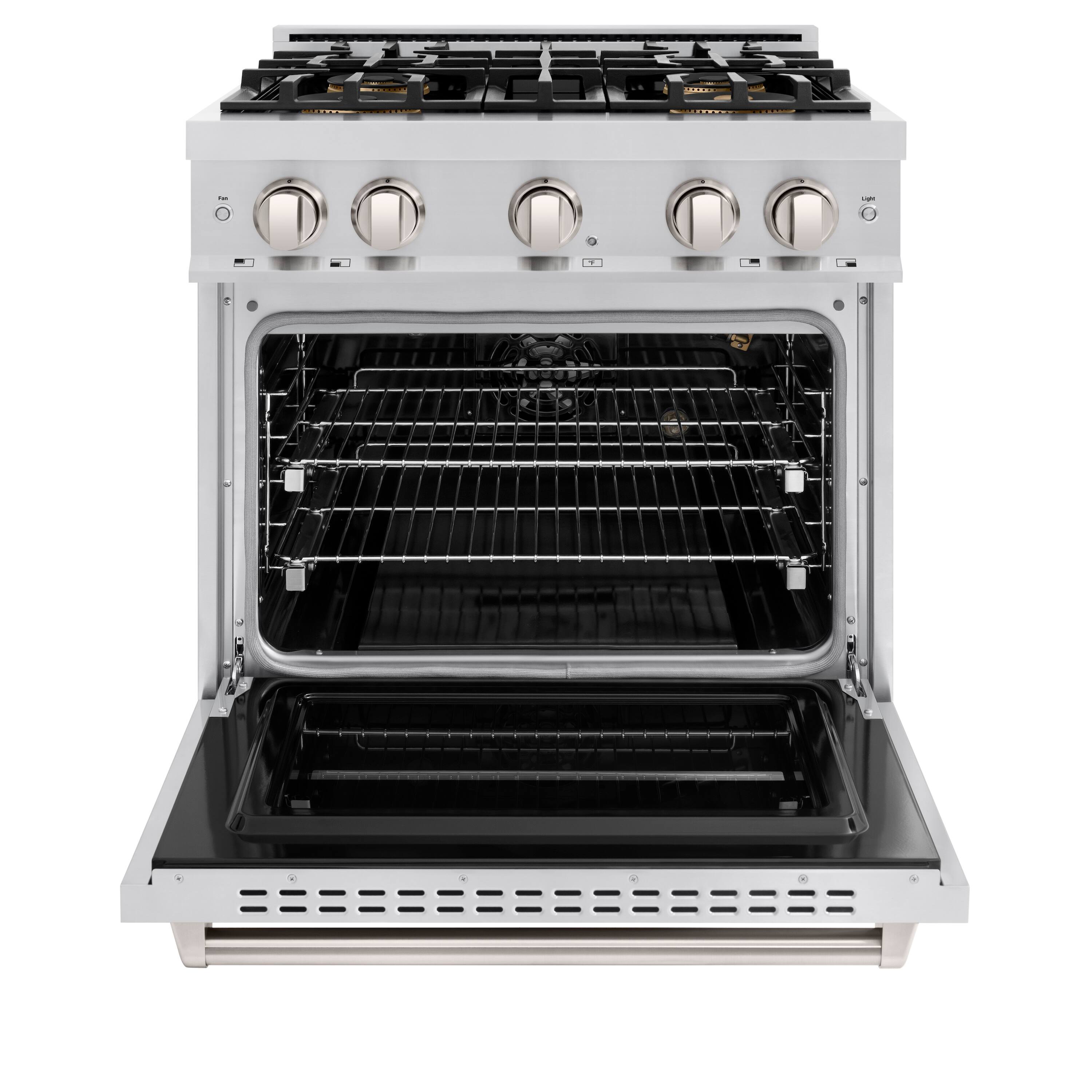 Angle. ZLINE - 30 in. 4.2 cu. ft. Classic Freestanding Gas Range with 4 DuoPro Burners and Convection Gas Oven in Stainless Steel - Stainless Steel.