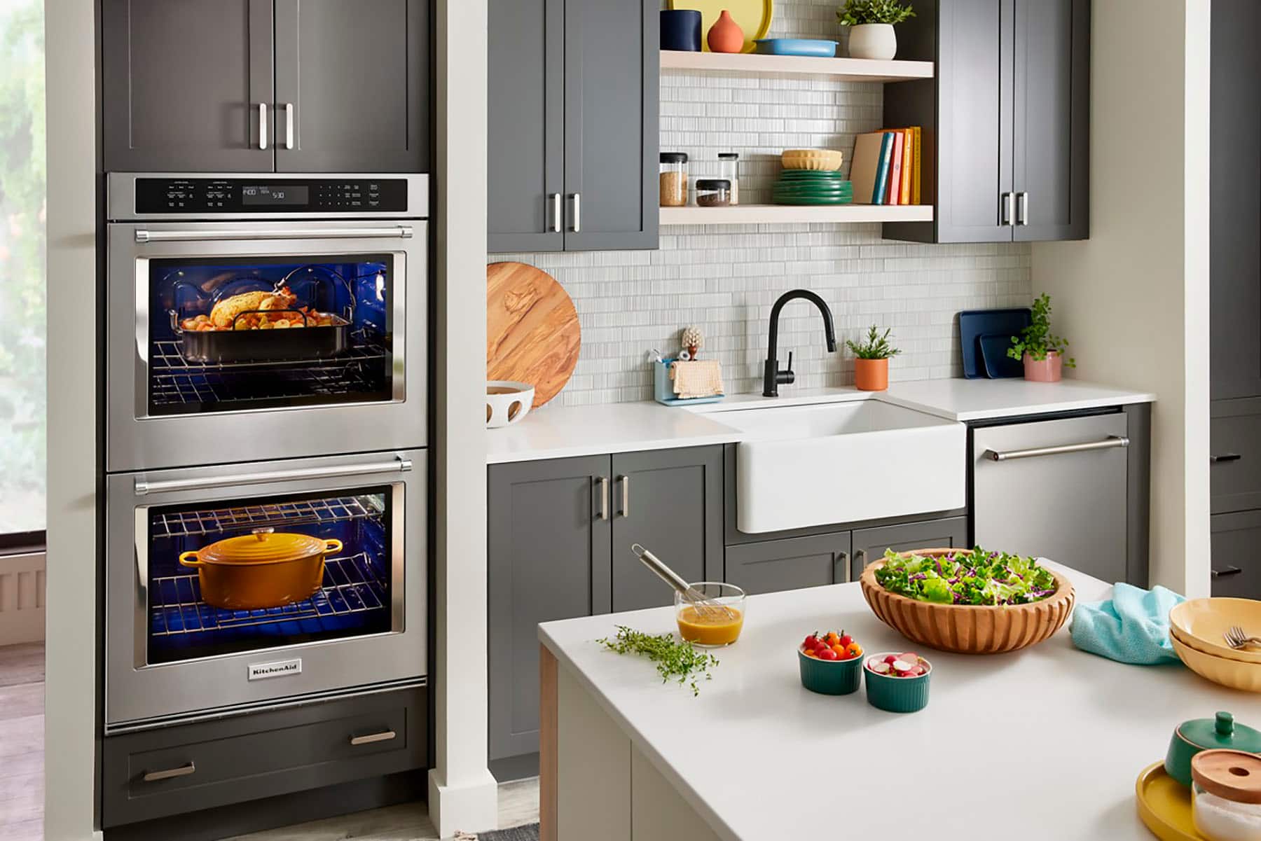 Alt View 20. KitchenAid - 30" Built-In Electric Convection Double Wall Oven with Air Fry Mode - Stainless Steel.