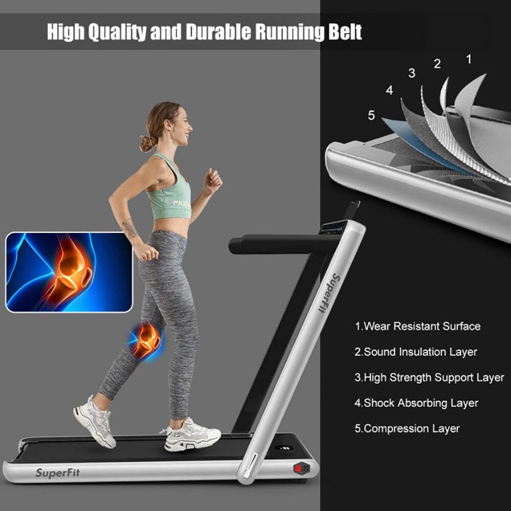 High Quality and Durable Running Belt

1. Wear Resistant Surface
2. Sound Insulation Layer
3. High Strength Support Layer
4. Shock Absorbing Layer
5. Compression Layer

SuperFit