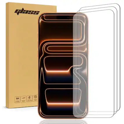 Front. RomeTech - Apple iPhone 17 Pro Max Tempered Glass Screen Protector 3 Per Pack - Transparent.