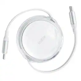 iOttie - Basix 100W Retractable USB-C to USB-C Cable, Fast Charging w/ 4 Adjustable Lengths for iPhone 17/16, Samsung - White