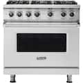 Viking - 36 in. Wide 6 Burner 5.1 Cu. Ft. Gas Sealed Burner Range-Stainless - Stainless Steel