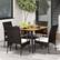 Alt View 1. Costway - 5 PCS Patio PE Wicker Dining Set Table and Chairs with Cushions 1.9" Umbrella Hole - Mix Brown + Off White.