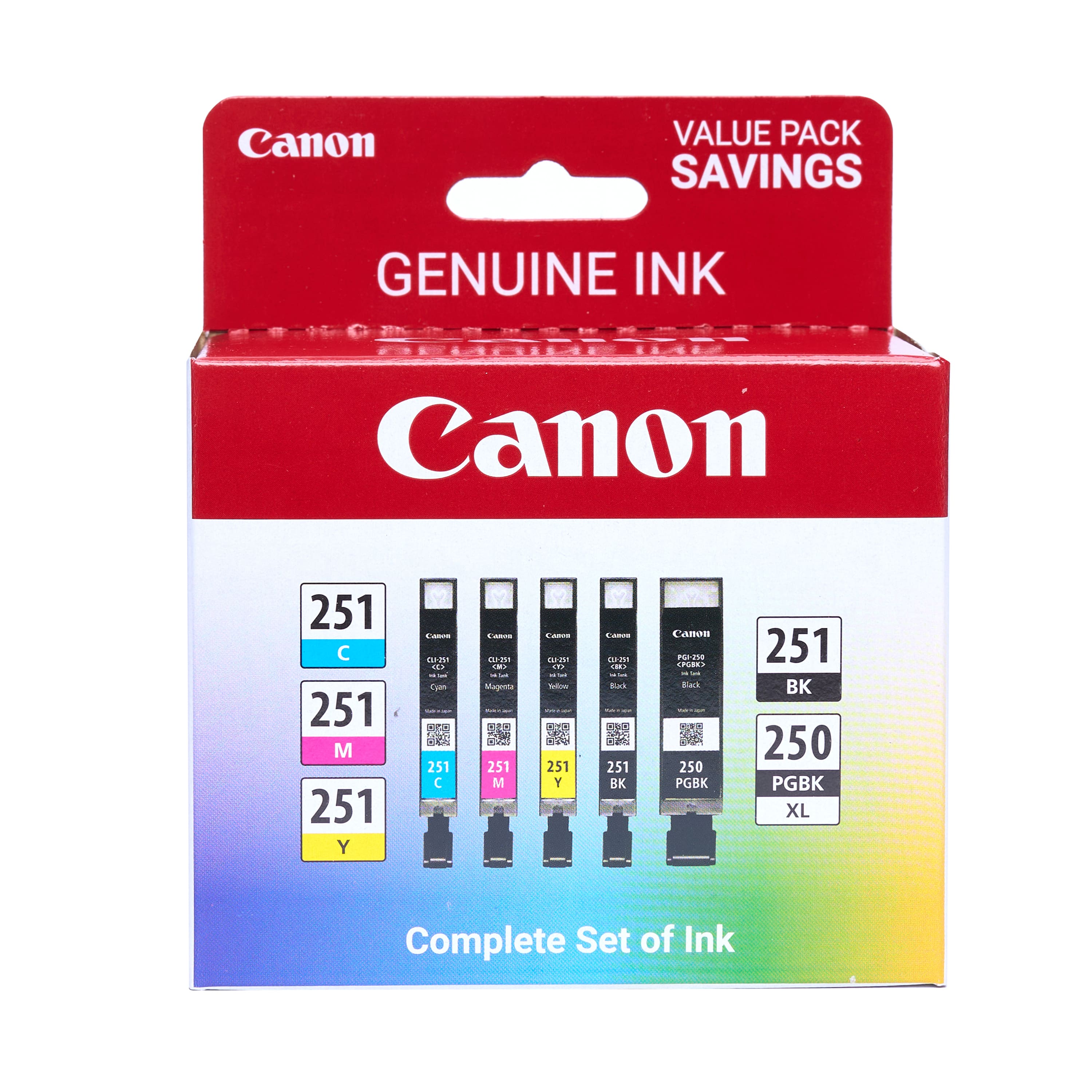 Canon - 250 XL/CLI-251 5-Pack Special Edition Ink Cartridges - Black/Cyan/Magenta/Yellow - Front_Zoom