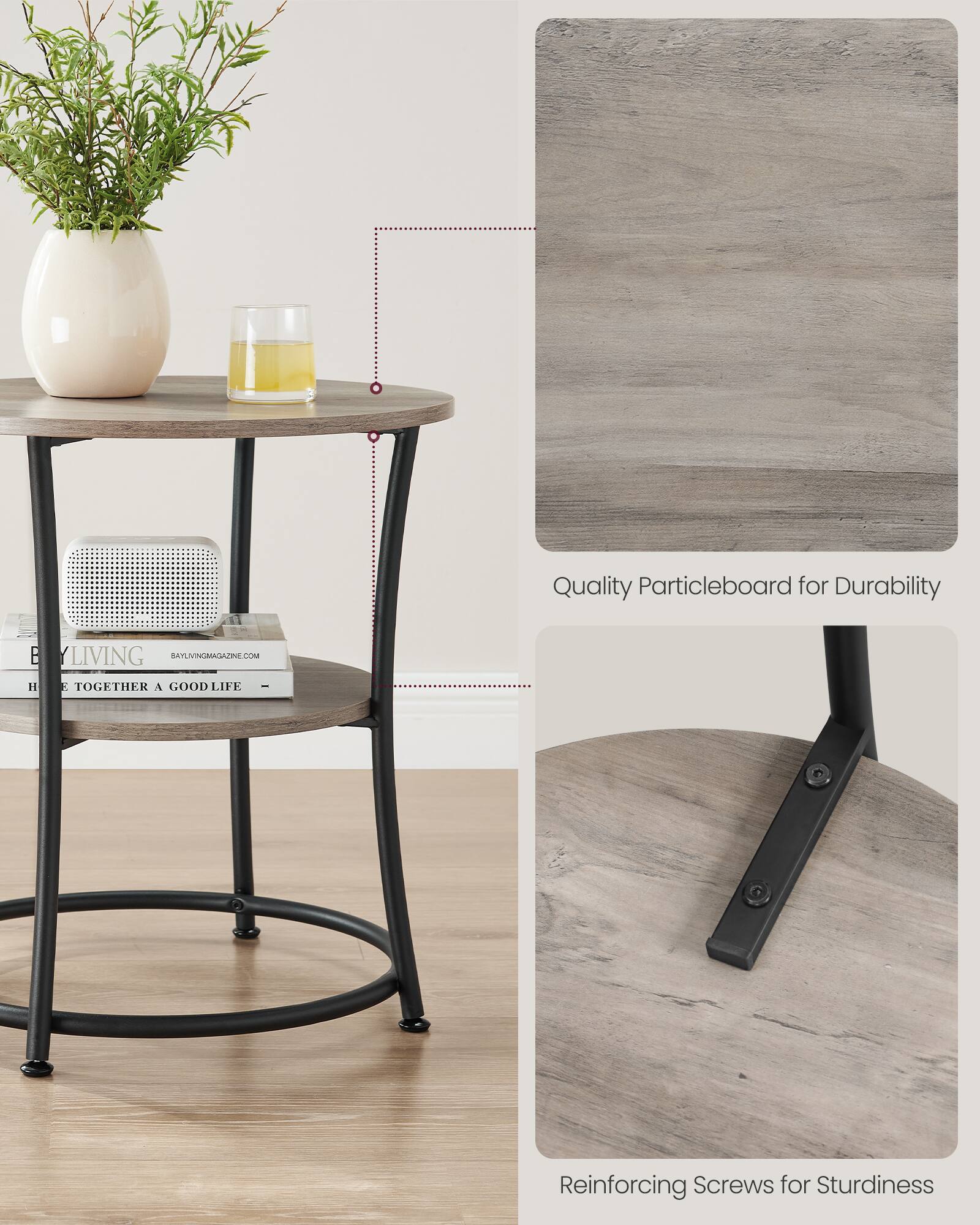 Quality Particleboard for Durability

Reinforcing Screws for Sturdiness

LIVING TOGETHER A GOOD LIFE