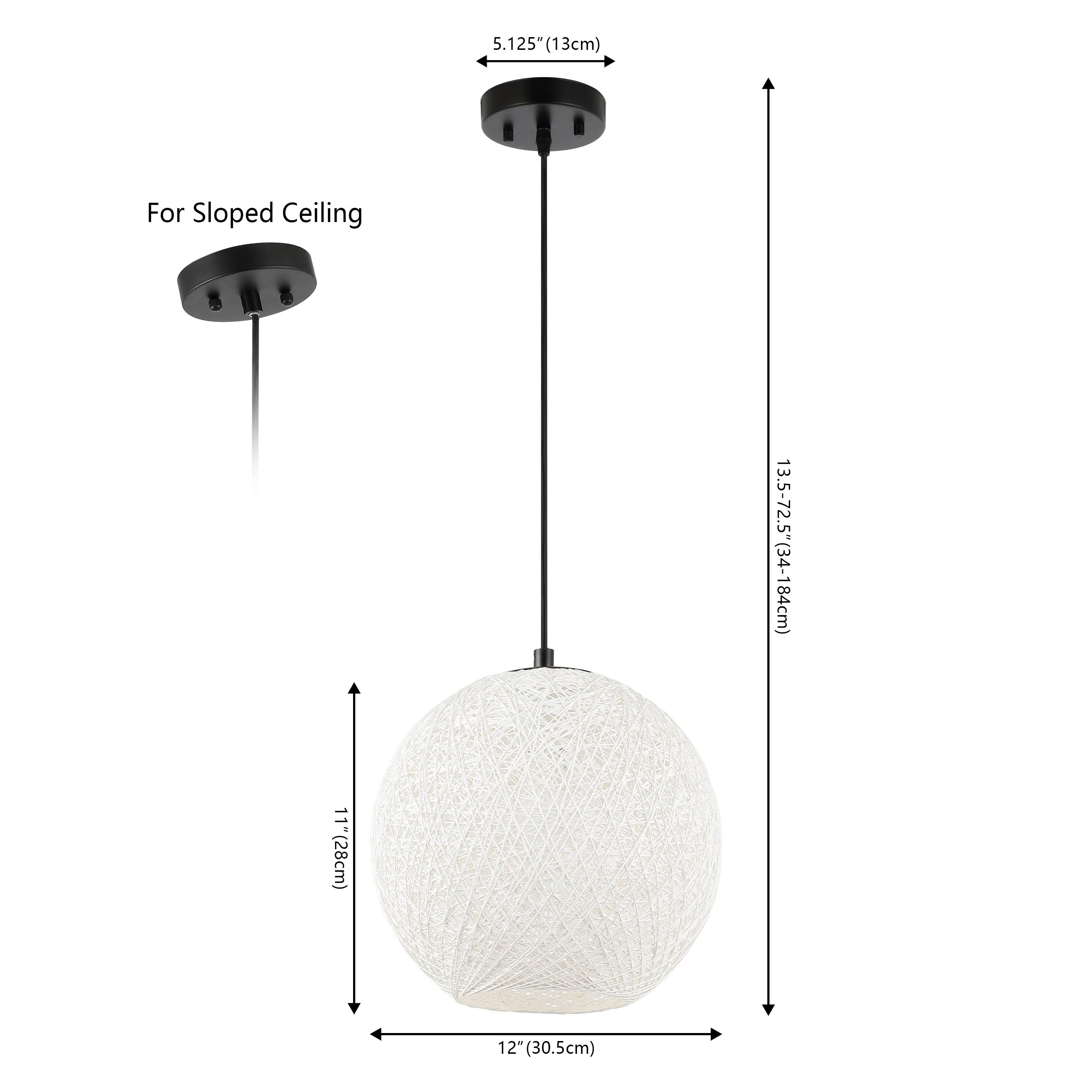 5.125" (13cm) For Sloped Ceiling 13.5-72.5" (34-184cm) 11" (28cm) 12" (30.5cm)
