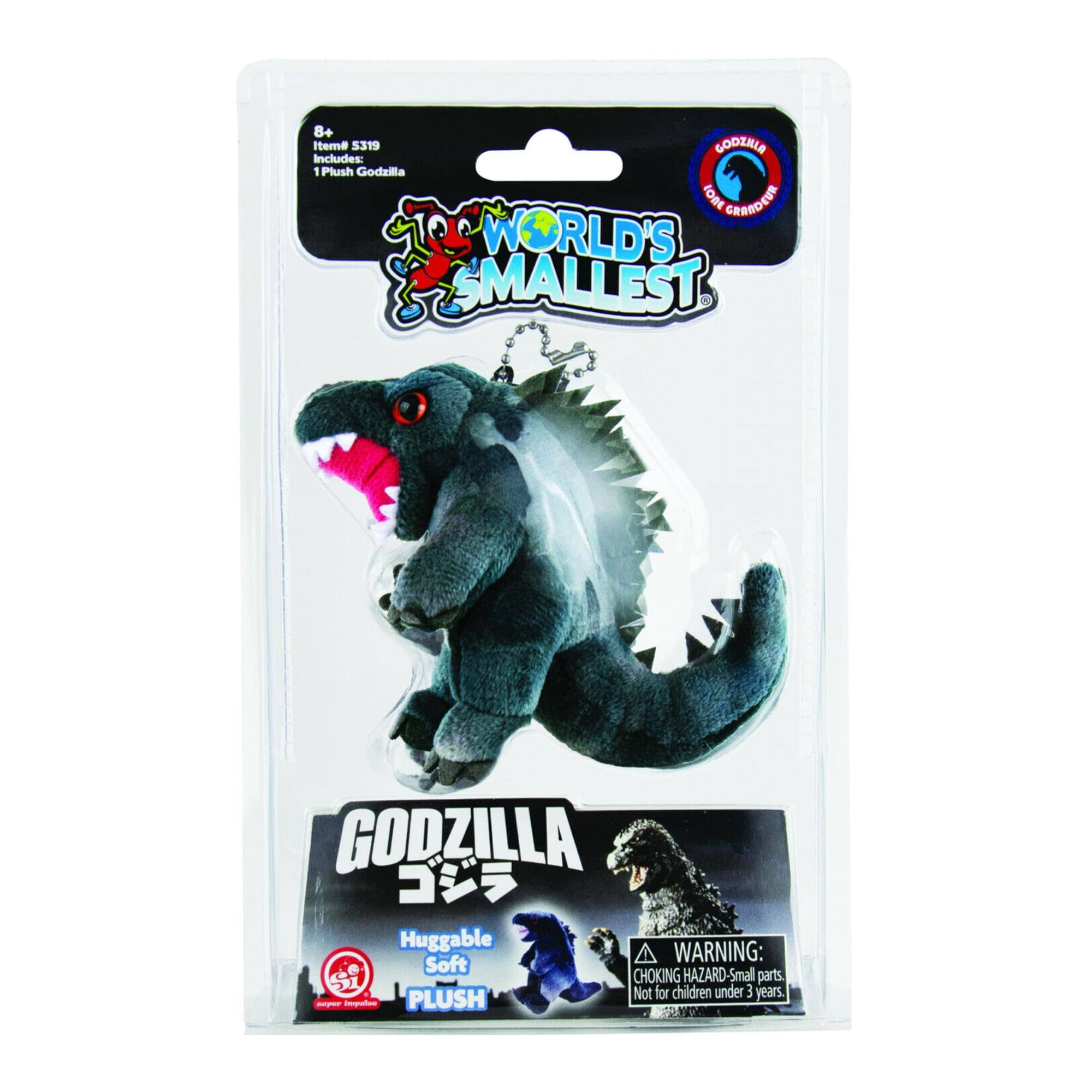 8+ Iteme 5319 GODZILLA Includes: 1 Plush Godzilla 100 WORLD'S SMALLEST 5 GODZILLA Huggable WARNING: Soft CHOKING HAZARD-Small parts. Not for children under 3 years.
