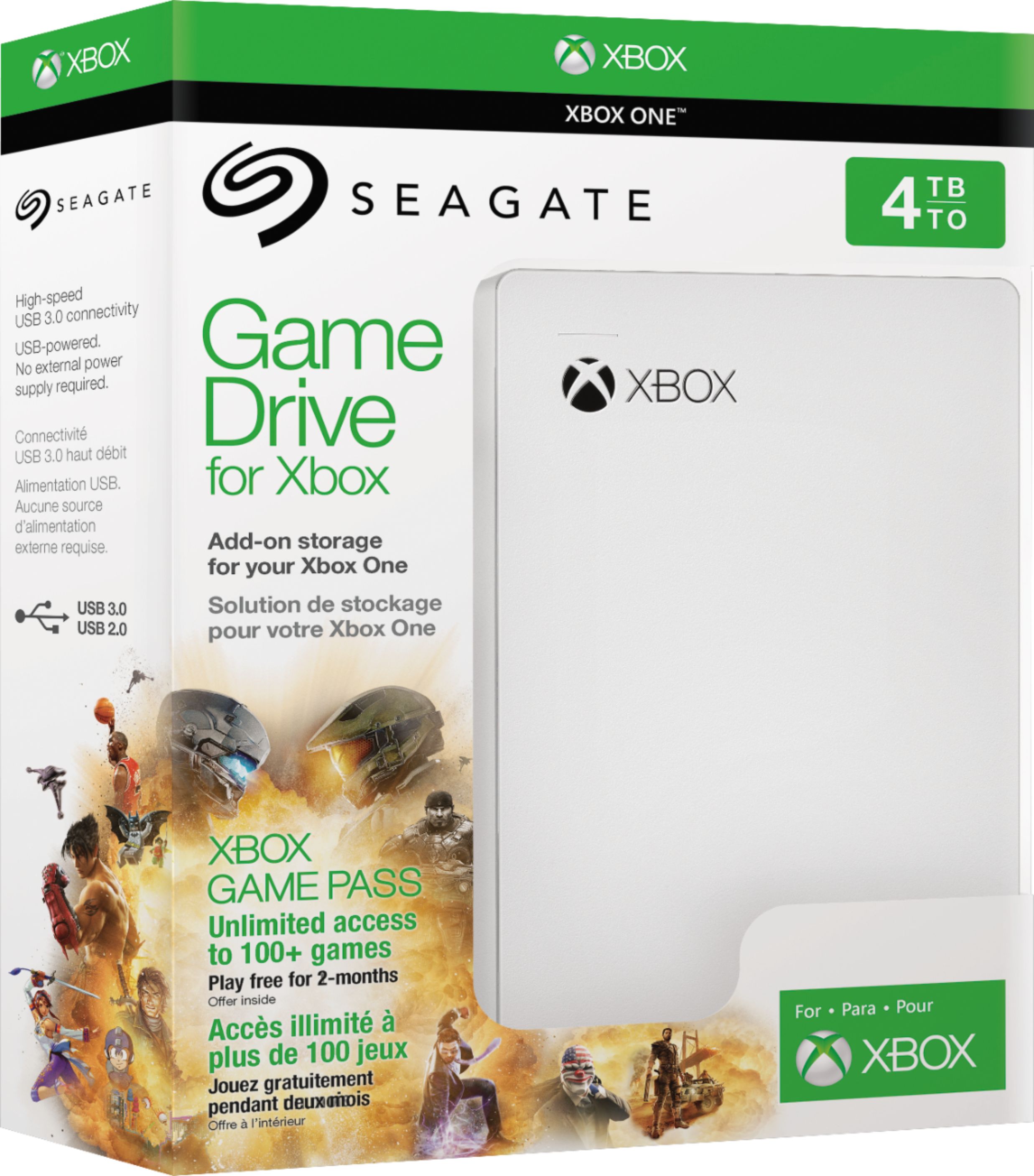 Best Buy: Seagate Game Drive for Xbox Officially Licensed 4TB External USB  3.0 Portable Hard Drive White STEA4000407