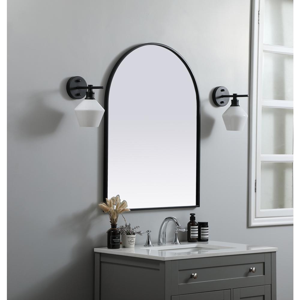 Alt View 4. Elegant Decor - Metal Frame Arch Mirror 27x36 Inch in Black - Black.