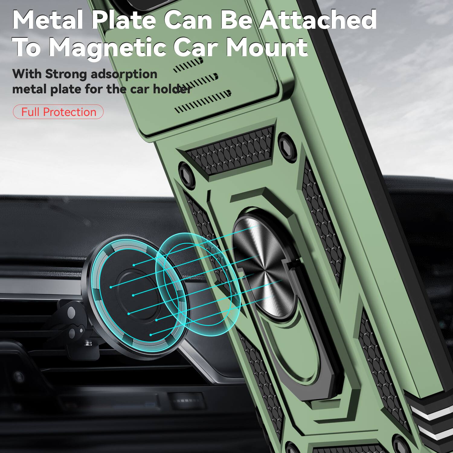 Metal Plate Can Be Attached To Magnetic Car Mount

With Strong adsorption metal plate for the car holder

Full Protection