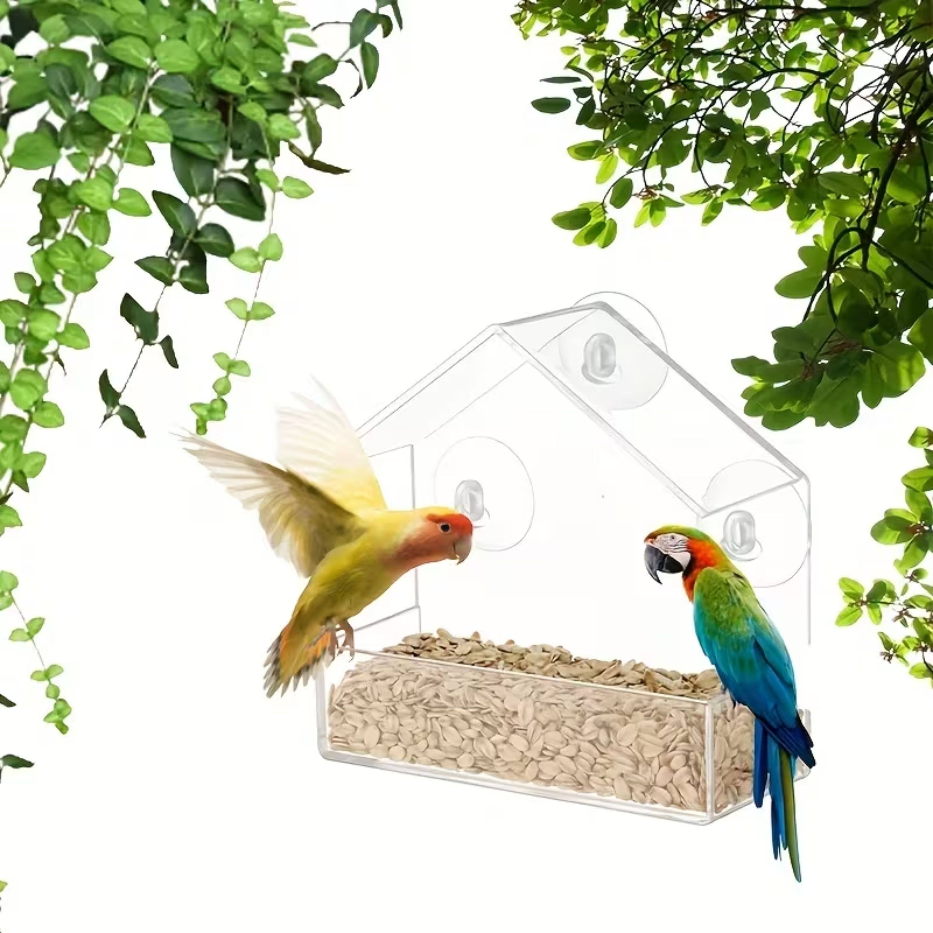 Back. Kitcheniva - Acrylic Clear Bird Feeder with Suction Cups - Clear.
