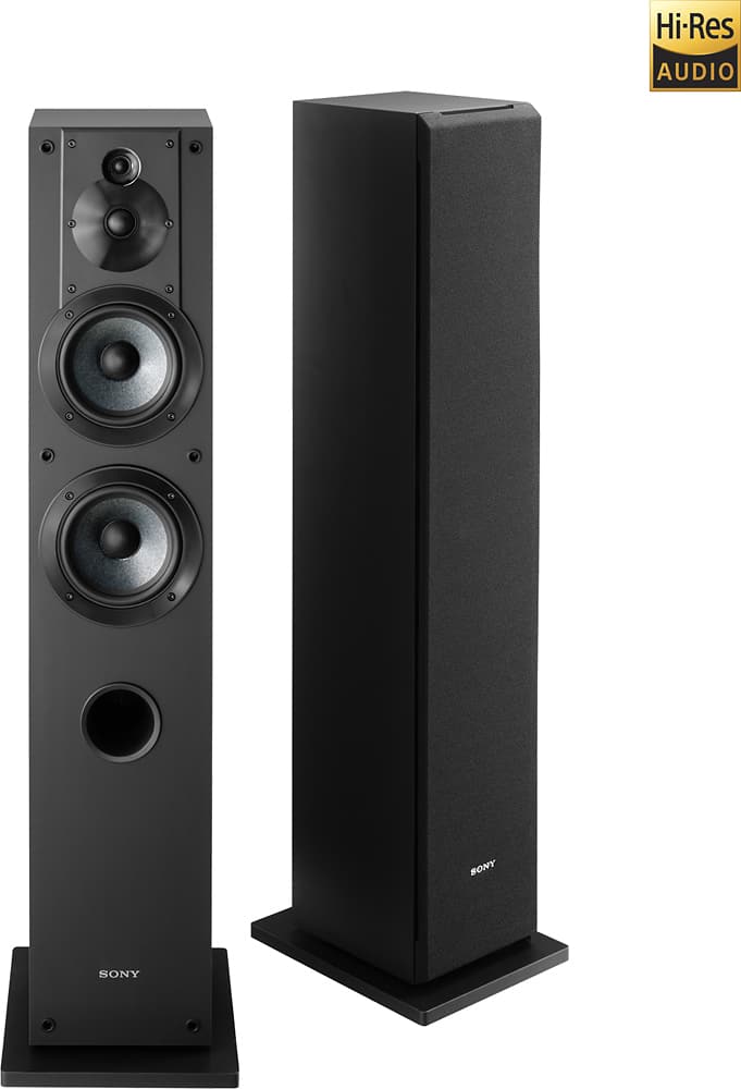 Sony - Core Series Dual 5" 3-Way Floorstanding Speaker (Each) - Black - Front_Zoom