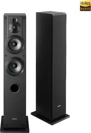 Front. Sony - Core Series Dual 5" 3-Way Floorstanding Speaker (Each) - Black.