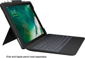 Logitech - Slim Combo Keyboard Folio Case for Apple® 10.5" iPad® Pro and iPad® Air - Black - Front_Zoom