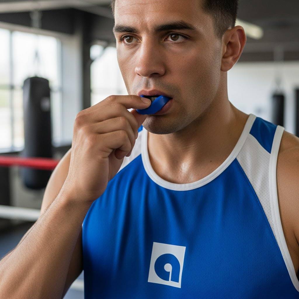 Alt View 7. Amber Sporting Goods - Adult Mouthpiece with Ventilated Case, Boil & Wear Custom Fit for Sports Protection, Blue – Pack of 10 - Blue.