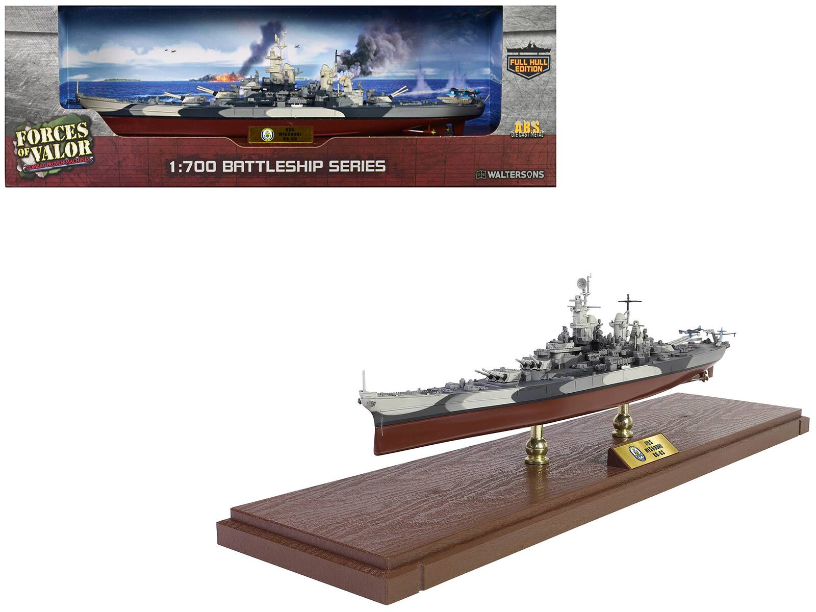 FULL HULL EDITION  
FORCES OF VALOR  
ACHINES COLLETTE PROVEN  
SEA MISSOURI 1:700 BATTLESHIP SERIES  
ABS JIE CAST METAL 33  
WALTERSONS  
USS INDISSIN 11-53