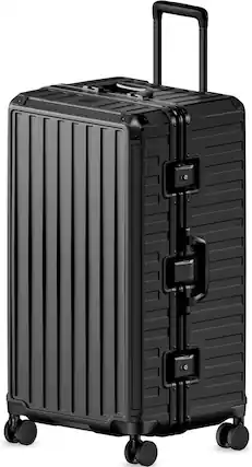 Front. LUGGEX - LUGGEX 30 Inch Checked Luggage, Aluminum Frame PC Hardside Suitcase with Spring-Loaded Spinner Wheels - 8010S - Black.